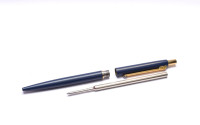 Rare Second Series 1981 Montblanc Noblesse Oblige Slimline CS (Color Slim) Matte Navy Blue Push Button Ballpoint Pen