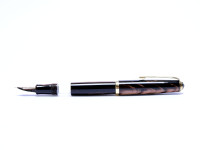 1960s Celluloid Deep Pearl Brown CENTROPEN Super Flexible F to 3B 14K Nib Piston Fountain Pen