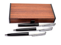 Vintage Pelikan Silvexa 20 & P21 14K 585 Gold F Nib Cartridge Fountain Ballpoint Pen & Mechanical Pencil Set in Box