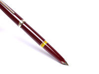 Rare Mint Large 1960s MONTBLANC No.14 Masterpiece Meisterstuck Burgundy Maroon Red Resin 14K Gold EF Flexible Nib Fountain Pen