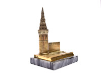 Retro Desktop Decor Solid Cast Brass/Bronze Base Moscow Vodovzvodnaya Tower Figurine Pen Holder Stand 