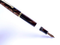 1960s Celluloid Deep Pearl Brown CENTROPEN Super Flexible F to 3B 14K Nib Piston Fountain Pen