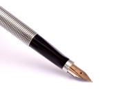 PARKER 75 Made in USA Solid 925 Sterling Silver Crosshatch Cisele Fountain Pen & Mechanical Pencil Set