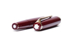 Rare Mint Large 1960s MONTBLANC No.14 Masterpiece Meisterstuck Burgundy Maroon Red Resin 14K Gold EF Flexible Nib Fountain Pen