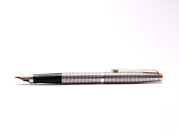 PARKER 75 Made in USA Solid 925 Sterling Silver Crosshatch Cisele Fountain Pen & Mechanical Pencil Set