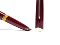 Rare Mint Large 1960s MONTBLANC No.14 Masterpiece Meisterstuck Burgundy Maroon Red Resin 14K Gold EF Flexible Nib Fountain Pen