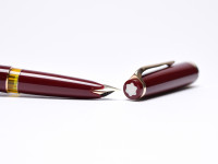 Rare Mint Large 1960s MONTBLANC No.14 Masterpiece Meisterstuck Burgundy Maroon Red Resin 14K Gold EF Flexible Nib Fountain Pen