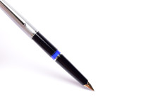 Pelikan 20 Silvexa Black Resin & Chrome Solid Gold 14K 585 Semi Flex F Nib Cartridge Fountain & Ballpoint Pen Set