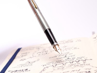 PARKER 75 Made in USA Solid 925 Sterling Silver Crosshatch Cisele Fountain Pen & Mechanical Pencil Set