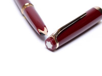 Rare Mint Large 1960s MONTBLANC No.14 Masterpiece Meisterstuck Burgundy Maroon Red Resin 14K Gold EF Flexible Nib Fountain Pen