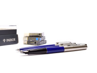 Parker Jotter M Medium Nib Fountain Pen Push Button Ballpoint Pen & Mechanical Pencil Set in Box