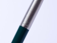 1960s Made in UK Parker 45 Student Dark Olive Green & Brushed Stainless Steel M Nib Cartridge Fountain Pen