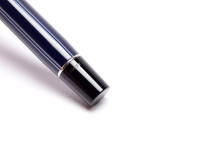 Rare 2004 UK PARKER Duofold International Special Edition Pinstripe Dark Navy Oxford Blue PT 18K Gold M Medium Nib Fountain Pen  w/ Piston Converter