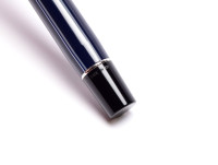 Rare 2004 UK PARKER Duofold International Special Edition Pinstripe Dark Navy Oxford Blue PT 18K Gold M Medium Nib Fountain Pen  w/ Piston Converter