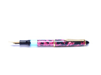 1980s SENATOR Classic Melbi Magenta Pink Marble F Fine Nib Piston Fountain Pen