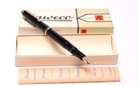 1960s NOS New in Box KAWECO 37G / 37 Oversize Black Resin Masterpiece Fully Flexible 14K Gold Nib EF to 3B Fountain Pen