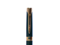 Stunning 1990s Waterman L`Etalon Lantern Dark Green Lacquer & Gold Rollerball Pen Made in Paris France
