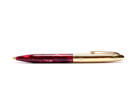 Sheaffer Crest Opalite Ryby Bordeaux Marble Red 23K Gold Electroplate Cap Celluloid Body Twist Ballpoint Pen