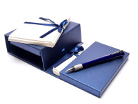 NOS New Rare Waterman Dark Blue Navy Luminous Envelope & Pen Foldable Box Holder Set 20 Envelopes & Cards Included