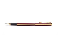 Rare Unique Reform W. Germany Red & Gold 23K Gold Plated Striped Special F Two Toned Nib Cartridge Fountain & Ballpoint Pen Set in Box 