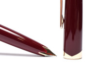 Rare Mint Large 1960s MONTBLANC No.14 Masterpiece Meisterstuck Burgundy Maroon Red Resin 14K Gold EF Flexible Nib Fountain Pen