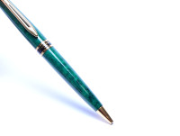 Made in France 1998 Waterman EXPERT II Prussian Emerald Green Marble & Gold Ballpoint Pen