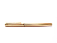 Vintage 1980s REFORM 24K All Over Gold Plated Godron Special Elongated KF Nib Cartridge/Converter Fountain Pen