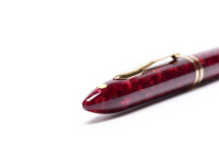 Vintage 1990s Sheaffer Balance II (2) Acrylic Marble Crimson Glow Ruby Bordeaux Red 22K Gold Plated Trim Twist Ballpoint Pen
