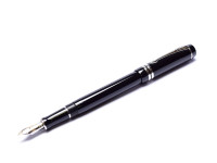 1999 IIN PARKER Duofold International MKII Platinum Black PT 18K 750 Gold M Medium Nib Fountain Pen with Converter