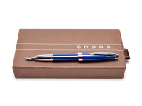 Cross Aventura Dark Starry Blue Stainless Steel M Medium Nib Converter/ Cartridges Fountain Pen in Box + 2 Cartridges