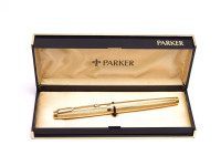 NOS in Box Stunning 1990s PARKER 75 GODRON 14K Gold F Fine Nib Made in France Fountain Pen