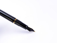 1990s Waterman Phileas Made in France All Black & Gold M Medium GP Nib Fountain Pen with Converter