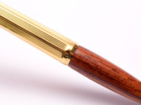 Vintage Ballograf Epoca Wooden Section & Gold Plate Push Button Ballpoint Pen in Case