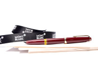 Rare Mint Large 1960s MONTBLANC No.14 Masterpiece Meisterstuck Burgundy Maroon Red Resin 14K Gold EF Flexible Nib Fountain Pen