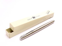 1982 PARKER 75 Made in France 14K Gold M Medium Soft Nib Brushed Steel Fountain Pen with Converter