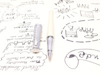 Cross Sauvage Ivory Lacquer Python Chrome Pattern Fineliner Pen