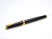 2000 Parker Ellipse Lacquer Black Resin Fountain Pen 18K 750 Gold M Medium Nib Made in France