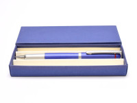 New NOS 2000s Rotring Freeway Blue Aluminium Body Matte Satin Finish M Medium Nib Fountain Pen In Box
