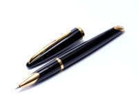 Waterman Carene/CARÈNE GT Black Lacquer & 23K Gold Plated Rollerball/Ballpoint Pen Made in France