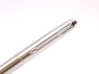 1982 PARKER 75 Made in France 14K Gold M Medium Soft Nib Brushed Steel Fountain Pen with Converter