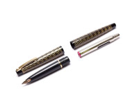 Lady Sheaffer 632 Black Enamel & Gold Tulle Net M Medium Triumph Point Soft 14K Nib Cartridge/Converter Filling Short Clip Fountain Pen