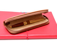 Vintage High Quality MEGA Leatherette Camel Brown Pouch for 1 Fountain Ballpoint Rollerball Pen or Pencil 