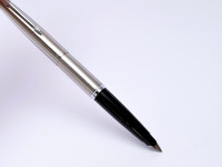 1960s Made in UK 1st Gen. Parker 45 Flighter Stainless Steel F Nib Fountain Pen With Original Converter