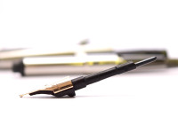 1982 PARKER 75 Made in France 14K Gold M Medium Soft Nib Brushed Steel Fountain Pen with Converter