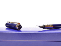 Waterman Perspective Violet Blue Lacquer Chrome F Fine Steel Nib Fountain Pen in Box