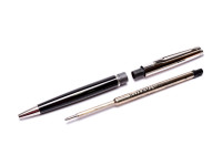 NEW Waterman Hemisphere Black Lacquer & Chrome Twist Mechanism Ballpoint Pen + Notebook Set in Box