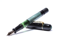 Original Never Used 1937 ('38 '39 '40) Pelikan 100 Celluloid & Ebonite Green Marbled EF to BB Super Flexible CN Nib Piston Fountain Pen From an Amazing Attic Find