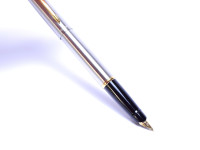 NOS 2001-2004 Parker Inflection Flighter Brushed Matte Stainless Steel & Gold F Nib Converter/Cartridge Fountain Pen Made in UK