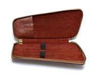 Vintage High Quality MEWA Hard Brown Leather Pouch Case With Pocket for 2 Fountain Ballpoint Pens & Pencils