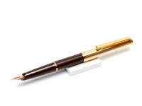 Vintage Oversize 1980's Reform Brown & Gold Filled Cap Special 14K 585 KEF Solid Gold Nib Cartridge Fountain Pen